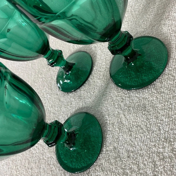 Vintage Libbey Glass Duratuff Gibraltar Juniper Green Water Goblets Set Of 3 - Picture 7 of 11